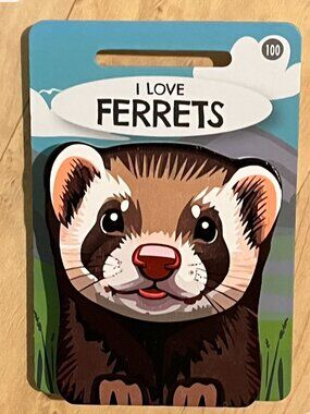 Pet & Critter I LOVE FERRETS Wooden Bag Clip, Fridge Magnet NWT